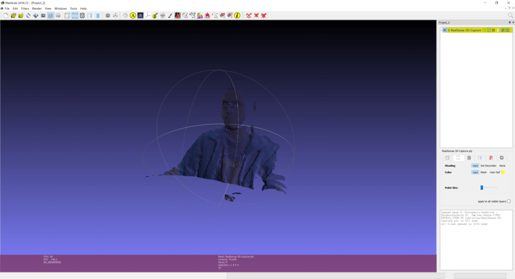 Point Cloud visualized in MeshLab