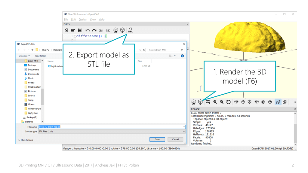 Exporting the 3D Model from Open SCAD to an STL file