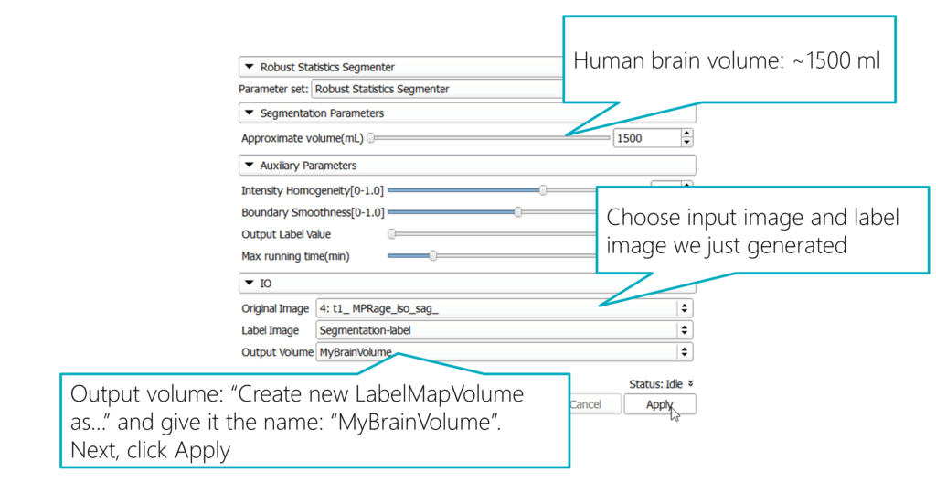 Slicer: Setting parameters for the Robust Statistics Segmenter