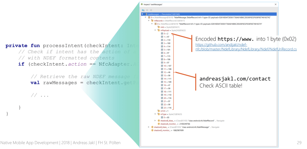 NFC / NDEF Message Contents