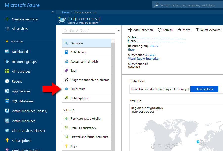 Azure Cosmos DB Quickstart