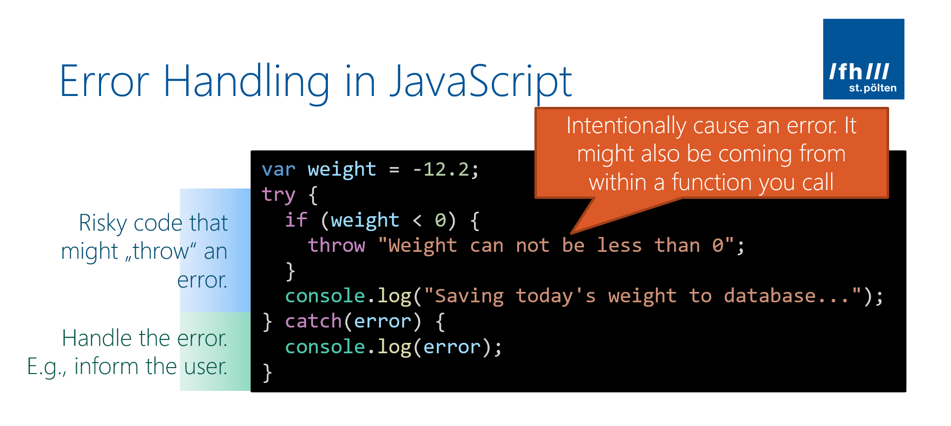 Javascript Exception Handling 