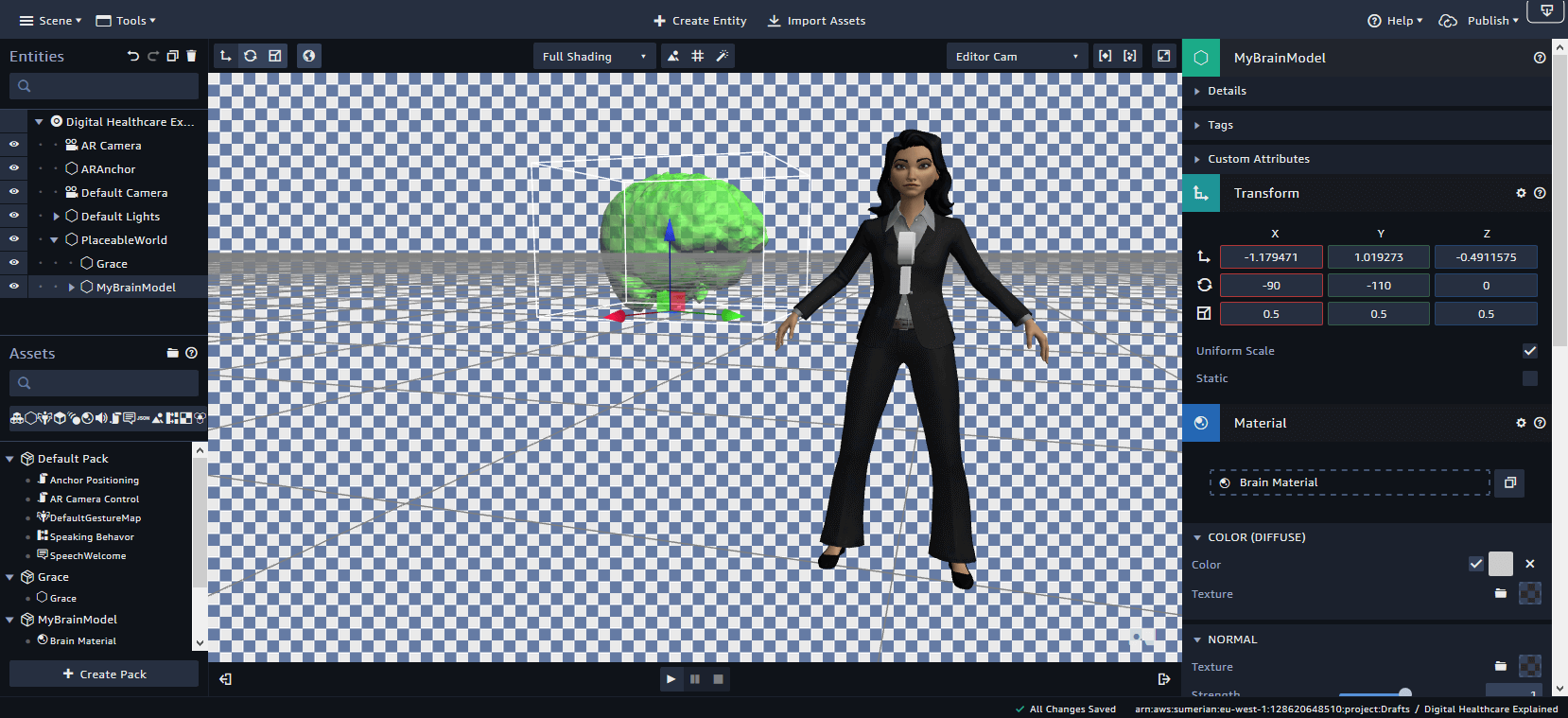 Custom 3D model from Google Poly imported as an asset to Sumerian