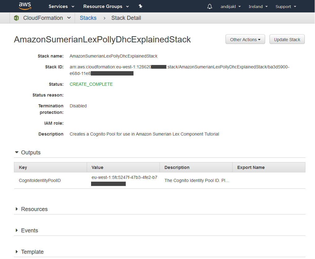 Sumerian Stack for using Polly and Lex from within Amazon Sumerian