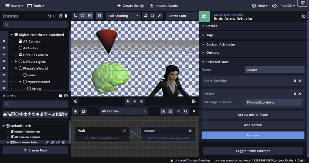 State machine for starting & stopping an animation that was defined via a timeline.