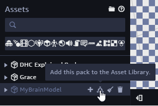 Add assets to a pack for easy re-use in different 