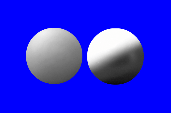 Sample image of the experiment, showing two spheres.