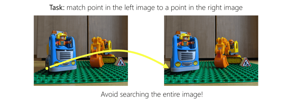 Task: match a point in the left image to a point in the right image. Avoid searching the entire image!