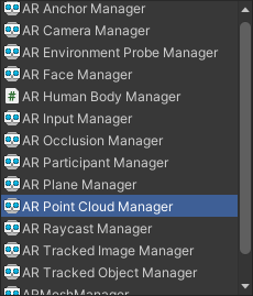 Trackable managers available in AR Foundation.