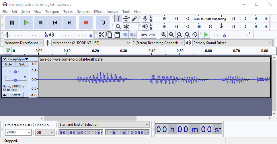 The mp3 opened in Audacity.